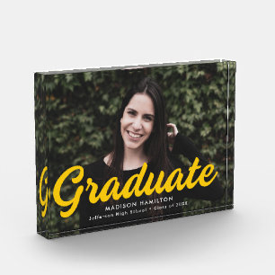 Bloc Photo Graduation de script jaune gras