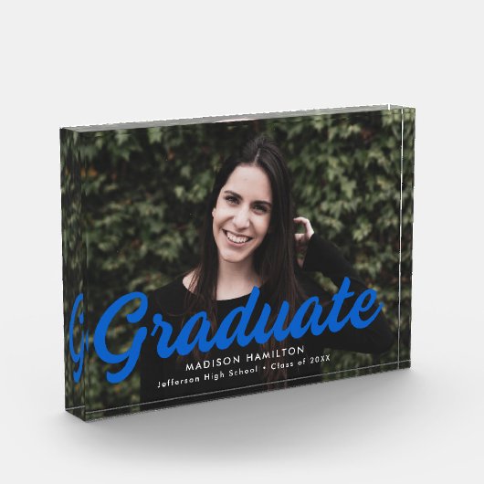 Bloc Photo Graduation du script bleu gras (Gauche)