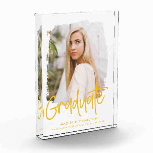 Bloc Photo Graduation du script jaune preppy (Gauche)