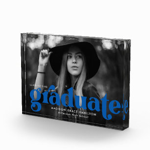 Bloc Photo Graduation en typographie bleu gras