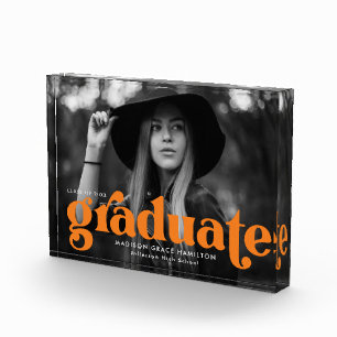 Bloc Photo Graduation en typographie orange audacieuse