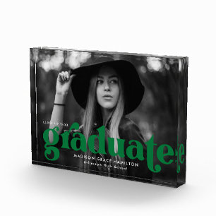 Bloc Photo Graduation en typographie verte audacieuse