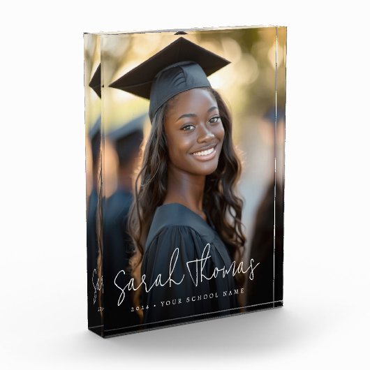 Bloc Photo Graduation moderne nom de script école (Gauche)