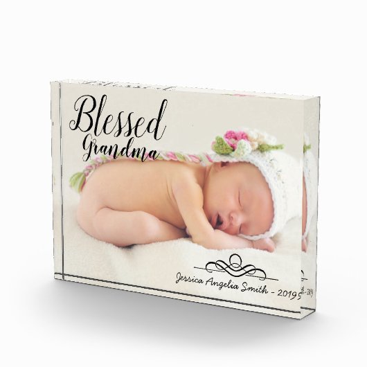 Bloc Photo Grandma Bienheureuse Élégant Script Une Option Pho (Droite)