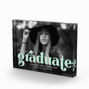 Bloc Photo Gras Mint Green Typography Graduation