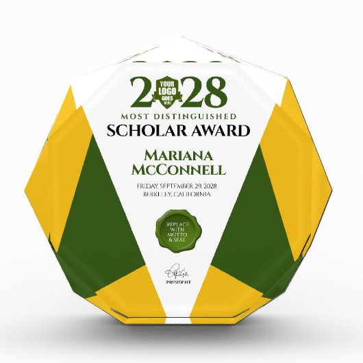 Bloc Photo Green Gold School College Diplôme universitaire (Devant)