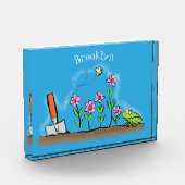 Bloc Photo Grenouille mignonne et abeille dans le jardin dess (Gauche)