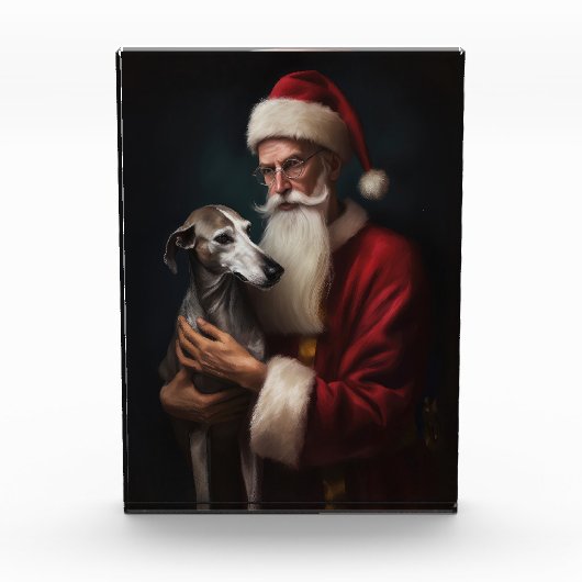 Bloc Photo Greyhound avec Noël Festif du Père Noël (Devant)