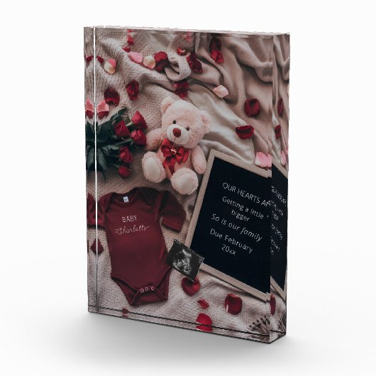 Bloc Photo Grossesse romantique avec Roses & Teddy (Droite)