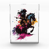 Bloc Photo Guerrier équitation cheval en aquarelle (Devant)