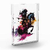 Bloc Photo Guerrier équitation cheval en aquarelle (Gauche)