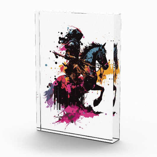 Bloc Photo Guerrier équitation cheval en aquarelle (Droite)