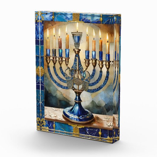 Bloc Photo Hanoukka bleue Menorah (Droite)