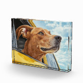 Bloc Photo Happy Dog in Yellow Car Art Print (Droite)