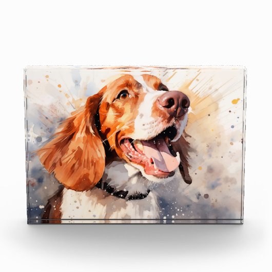 Bloc Photo Happy Watercolor Dog Art Imprimer (Devant)
