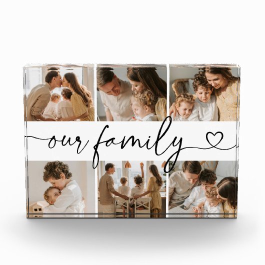 Bloc Photo Heart Script Typography Elegant Our Family (Devant)