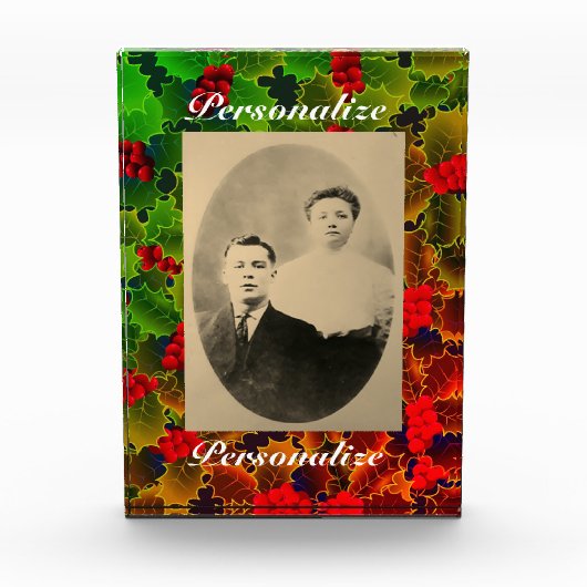 Bloc Photo Holly feuilles de baies vitrées vert rouge hiver (Devant)