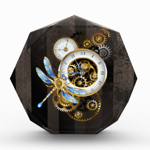 Bloc Photo Horloge à vapeur avec libellule mécanique