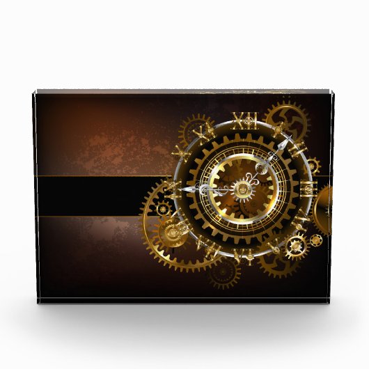 Bloc Photo Horloge Steampunk avec des engrenages anciens (Devant)