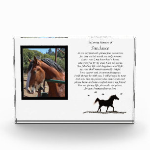 Bloc Photo Horse Memorial Photo Block avec poème spirituel