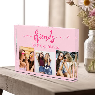 Bloc Photo Hot Pink Friends 3 Photo Friendship Collage