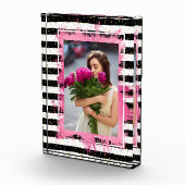 Bloc Photo Huile rose Faux sur bandes blanches noires (Droite)