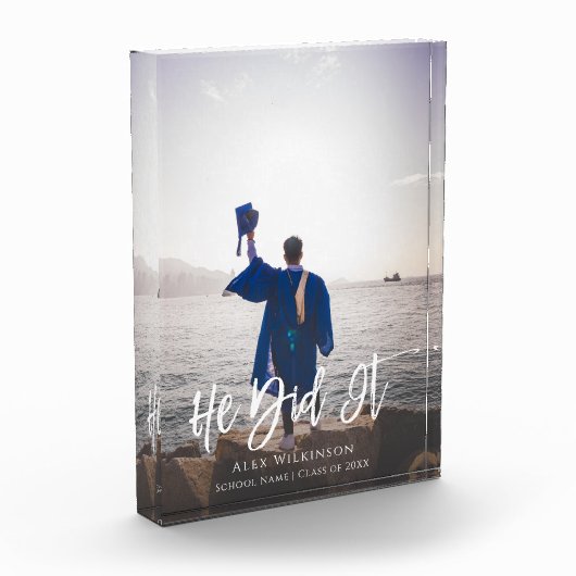 Bloc Photo Il L'A Fait Moderne Script Graduation (Gauche)