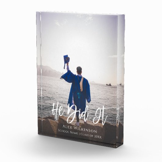 Bloc Photo Il L'A Fait Moderne Script Graduation (Droite)