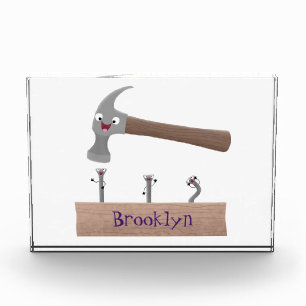 Bloc Photo Illustration de dessin mignon, marteau et ongles