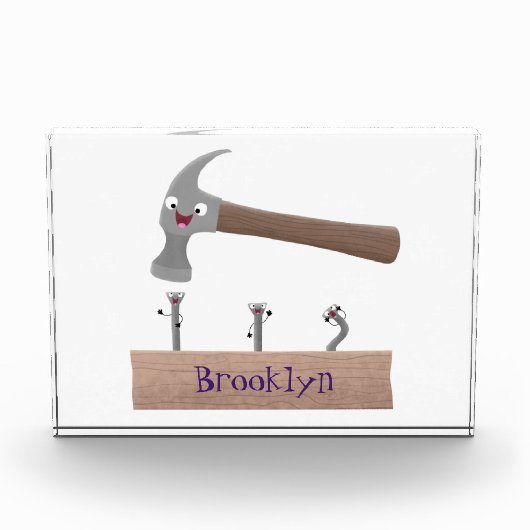 Bloc Photo Illustration de dessin mignon, marteau et ongles (Devant)