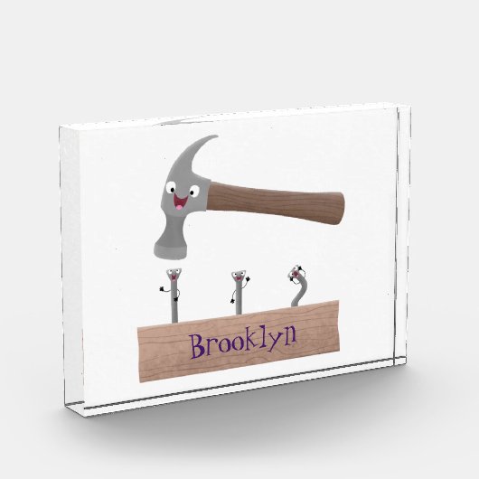 Bloc Photo Illustration de dessin mignon, marteau et ongles (Gauche)