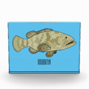 Bloc Photo Illustration de la caricature du poisson de mérou