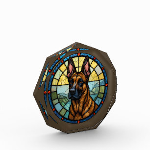 Bloc Photo Illustration de style Malinois belge en verre vern