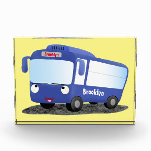 Bloc Photo Illustration d'un bus moderne bleu mignon