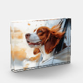 Bloc Photo Impression d'art de chien joyeux dans le vent (Gauche)