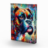 Bloc Photo Impressionniste Colorful Pop Art Boxer Chien Peint (Droite)