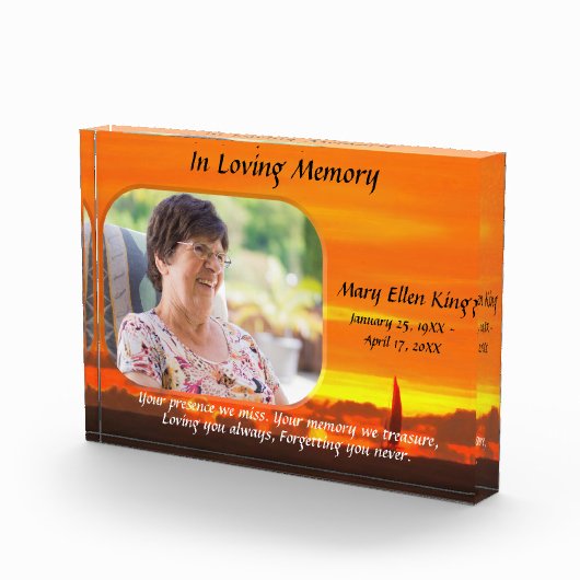 Bloc Photo In Loving Memory Sailboat Sunset 1300 (Droite)