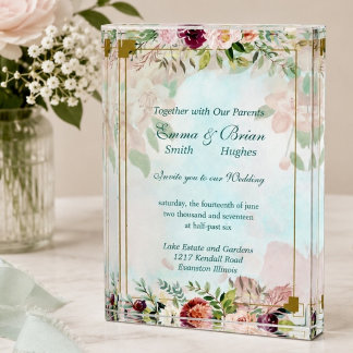 Bloc Photo Invitation de mariage florale personnalisable sur
