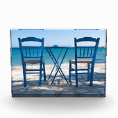 Bloc Photo J'aime Grèce taverna photo bleu et blanc (Devant)