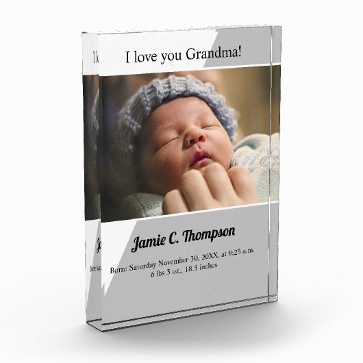 Bloc Photo Je t'aime Mamie Baby photos détails de naissance (Gauche)
