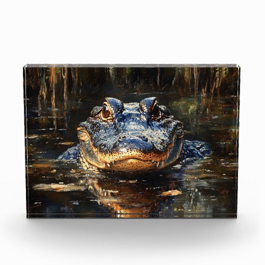 Bloc Photo Joli Alligator en Floride Everglades Peinture (Devant)