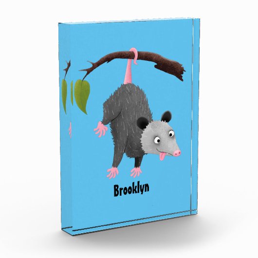 Bloc Photo Joli opossum accroché à la branche dessin animé (Gauche)