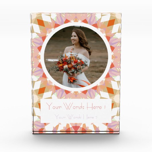 Bloc Photo Joli Orange Vert d'automne Mariage mariage Cadeau (Devant)