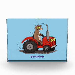 Bloc Photo Jolie vache heureuse conduisant un dessin animé de