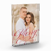 Bloc Photo Joyeuse Calligraphie Rouge Script Holiday (Gauche)