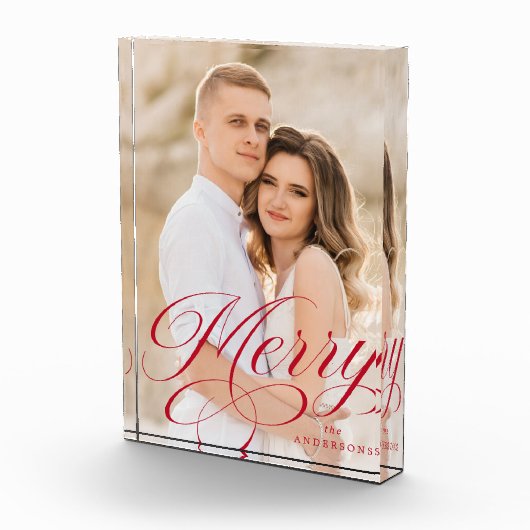 Bloc Photo Joyeuse Calligraphie Rouge Script Holiday (Droite)