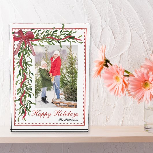 Bloc Photo Joyeuses vacances Mistletoe Red Bow Famille