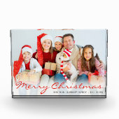 Bloc Photo Joyeux Noël Rouge Script Family Photo Block (Devant)