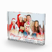 Bloc Photo Joyeux Noël Rouge Script Family Photo Block (Droite)
