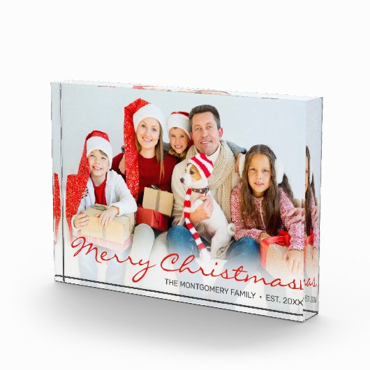 Bloc Photo Joyeux Noël Rouge Script Family Photo Block (Droite)